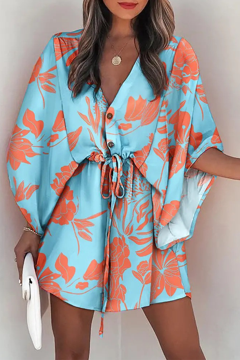 Vestidos rectos con cuello en V y estampado casual (5 colores)