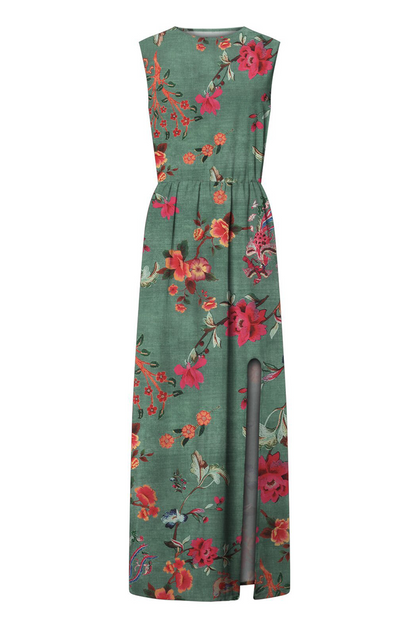 Vestidos rectos con cuello redondo y abertura en la parte delantera con estampado de moda (3 colores)