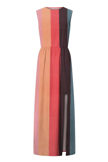 Vestidos rectos con cuello redondo y abertura en la parte delantera con estampado de moda (3 colores)