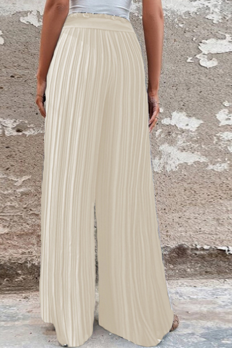 Pantalones de moda con pliegues sólidos, sueltos, de cintura media, con pierna ancha, de color liso (4 colores)