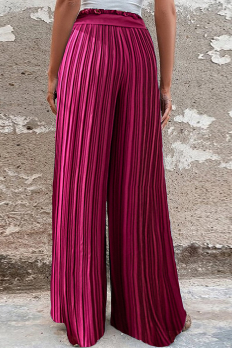 Pantalones de moda con pliegues sólidos, sueltos, de cintura media, con pierna ancha, de color liso (4 colores)