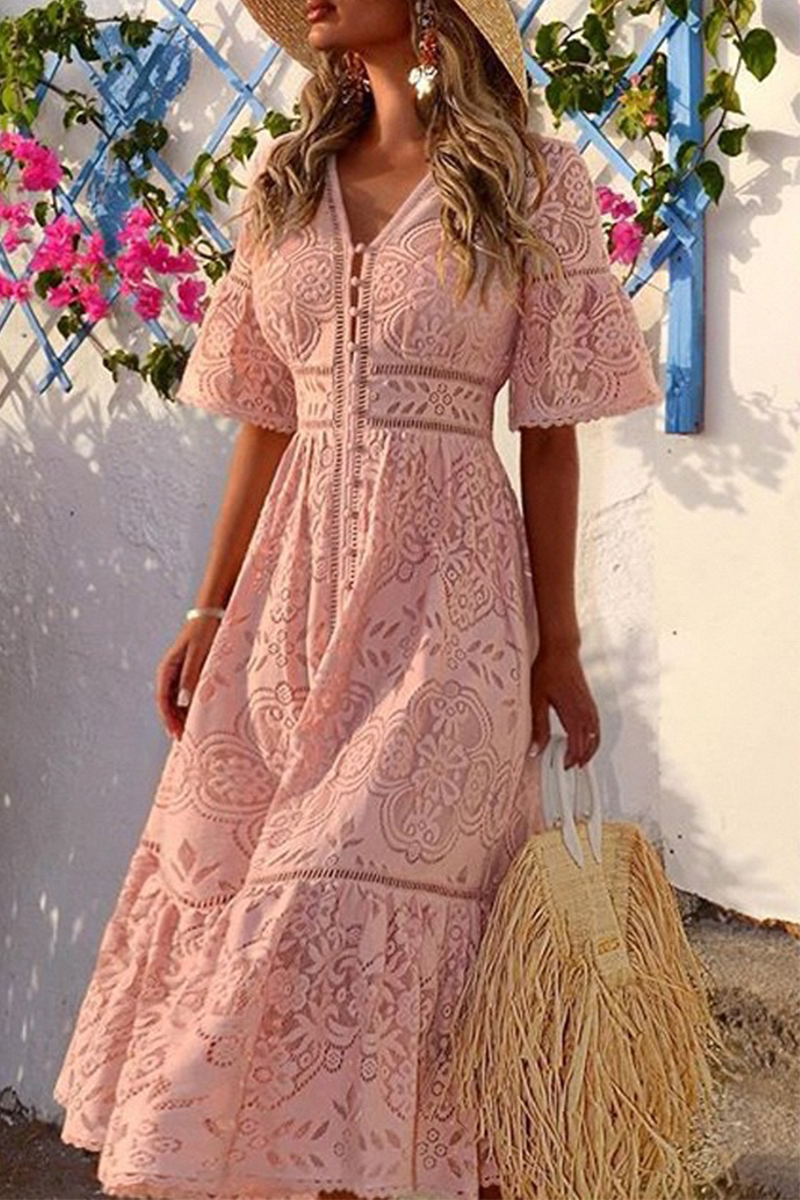 Vestidos de falda con escote en V y cintura lisa de moda (3 colores)