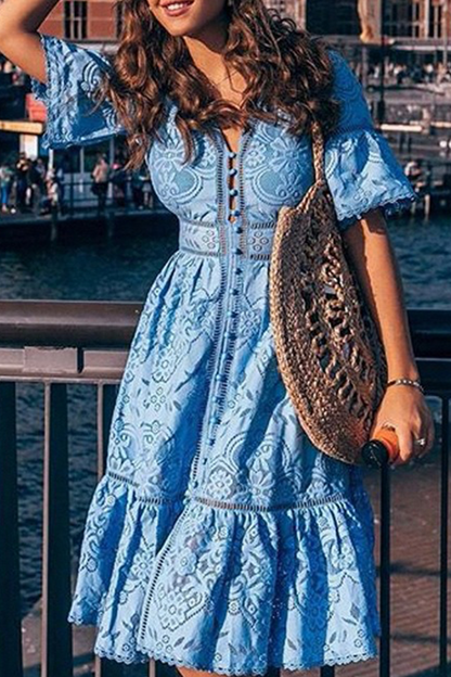 Vestidos de falda con escote en V y cintura lisa de moda (3 colores)