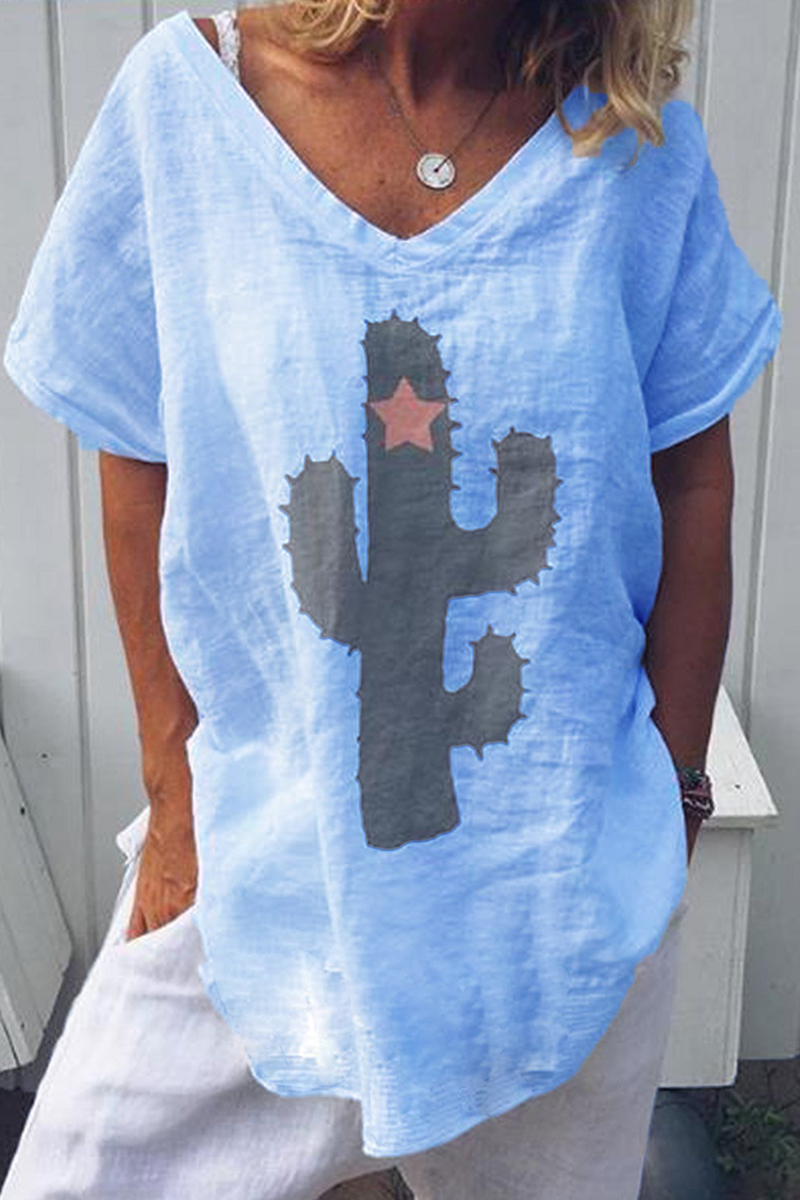 Camisetas con cuello en V y abertura en la parte delantera con estampado de moda (5 colores)