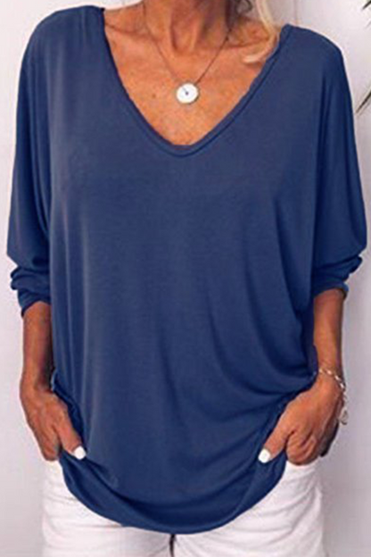 Camisetas casuales con cuello en V y hebilla sólida (5 colores)