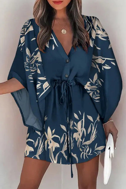 Vestidos casuales de moda con cuello en V y estampado de patchwork (12 colores)