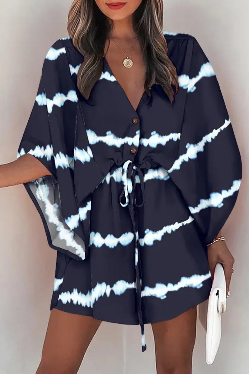 Vestidos casuales de moda con cuello en V y estampado de patchwork (12 colores)