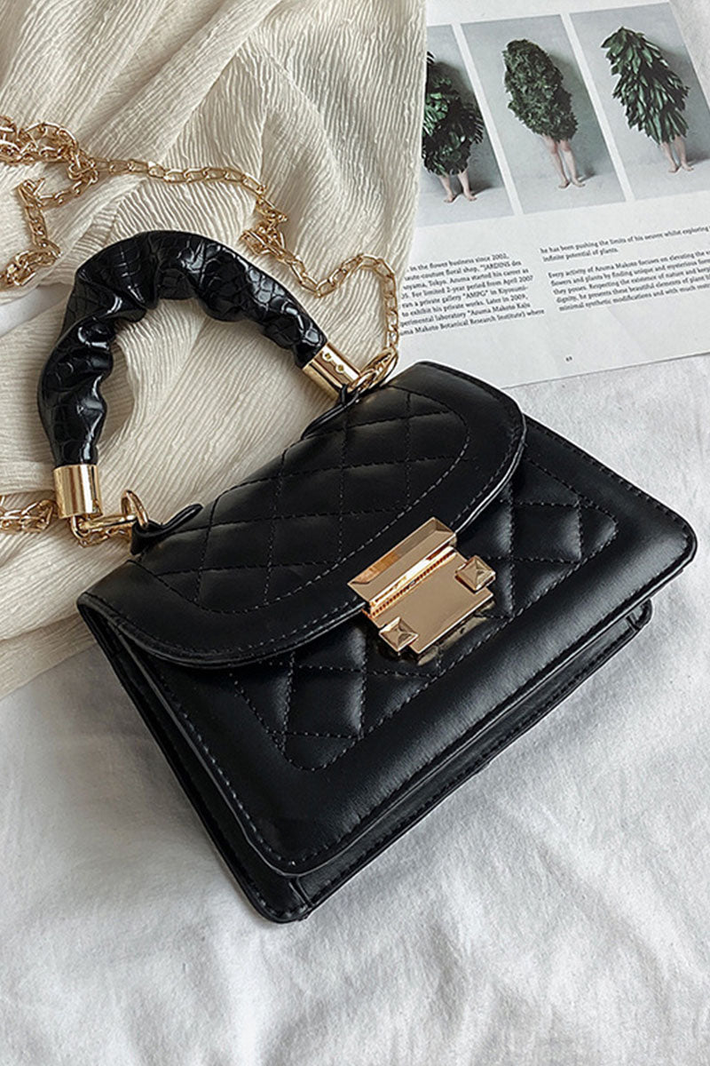 Bolsos de cadena con accesorios metálicos de retazos sólidos informales a la moda