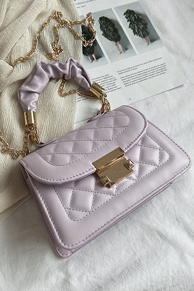 Bolsos de cadena con accesorios metálicos de retazos sólidos informales a la moda