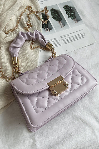 Bolsos de cadena con accesorios metálicos de retazos sólidos informales a la moda