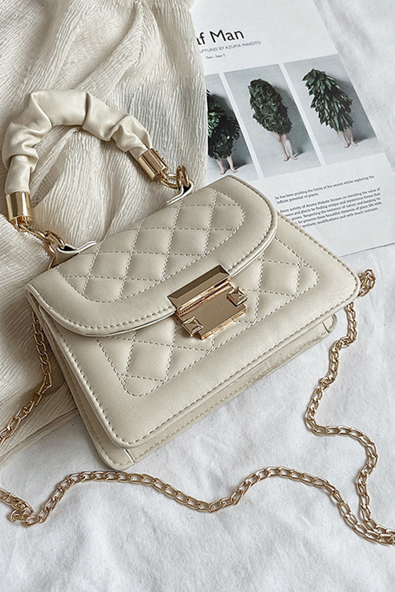 Bolsos de cadena con accesorios metálicos de retazos sólidos informales a la moda