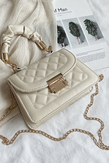 Bolsos de cadena con accesorios metálicos de retazos sólidos informales a la moda