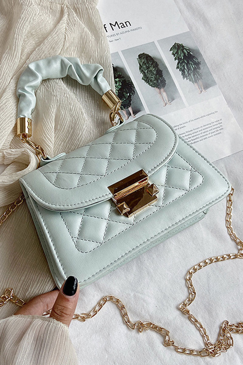 Bolsos de cadena con accesorios metálicos de retazos sólidos informales a la moda