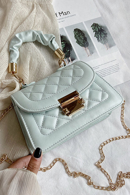 Bolsos de cadena con accesorios metálicos de retazos sólidos informales a la moda