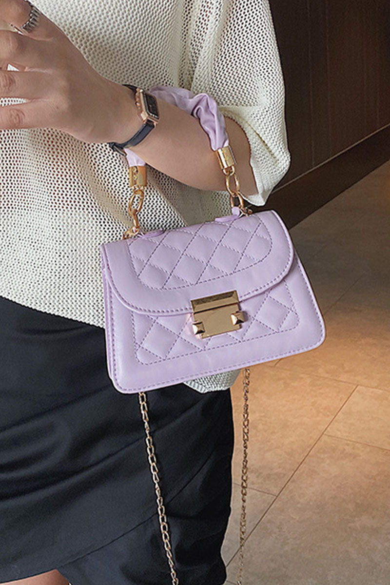 Bolsos de cadena con accesorios metálicos de retazos sólidos informales a la moda