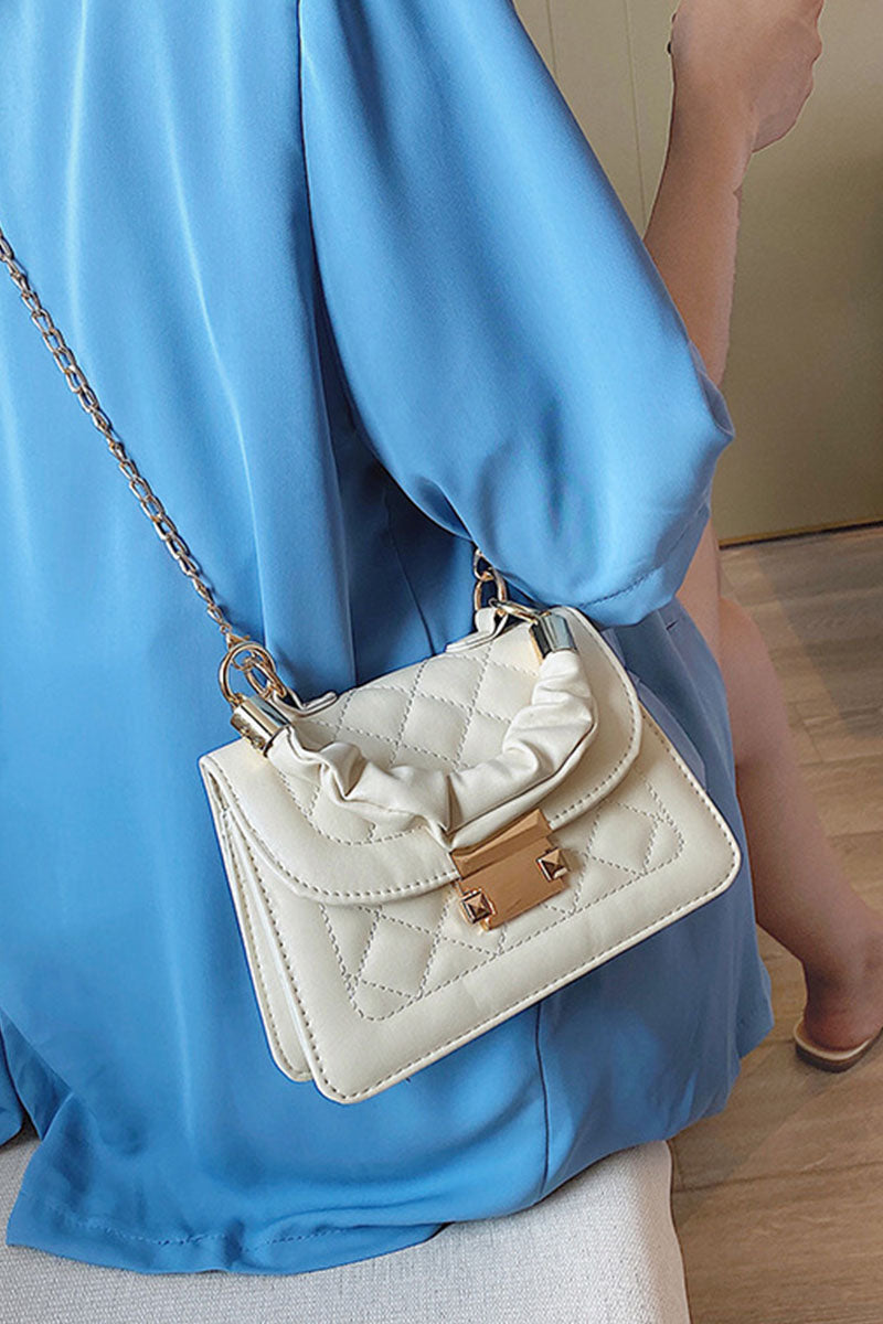 Bolsos de cadena con accesorios metálicos de retazos sólidos informales a la moda