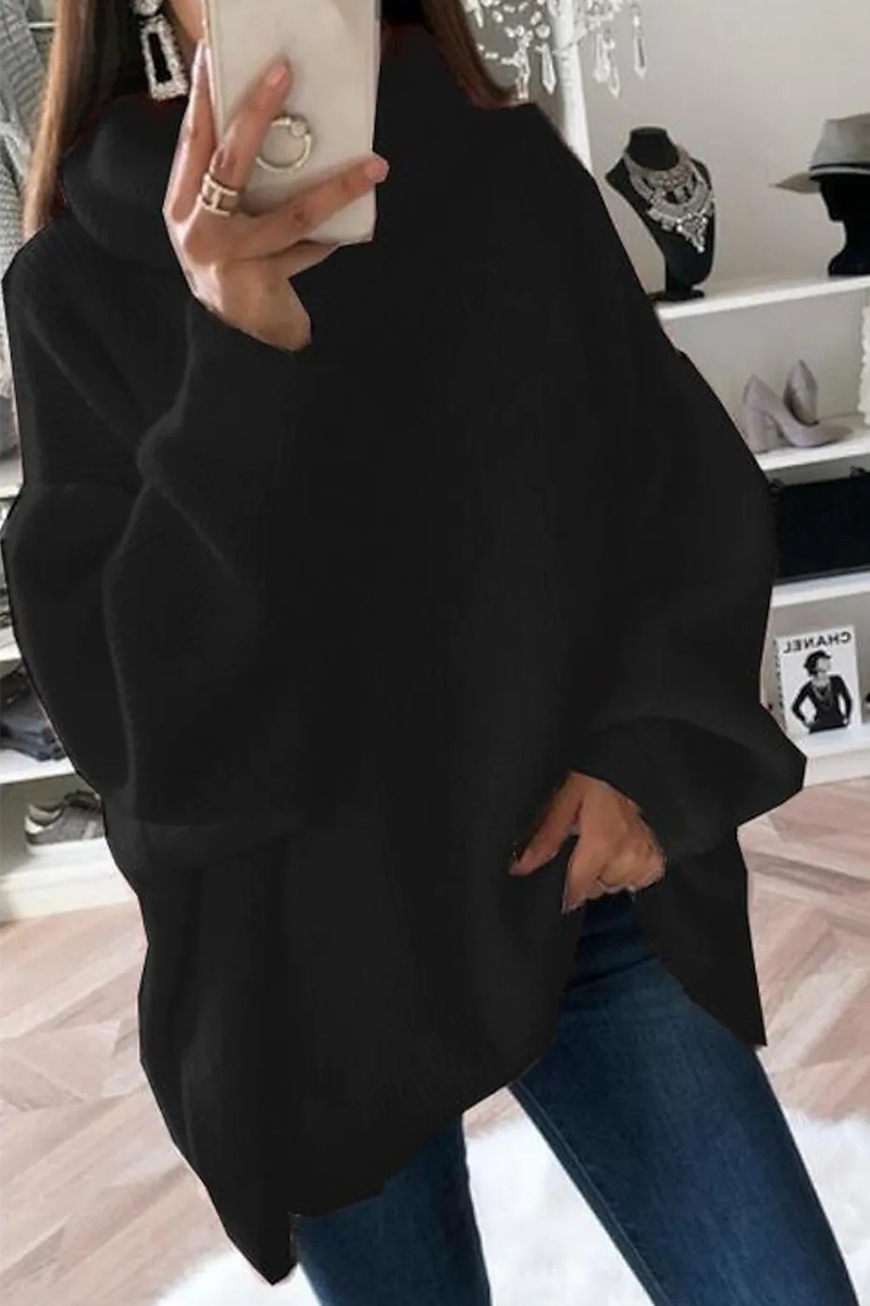 Suéteres de cuello alto con parches lisos de moda (5 colores)