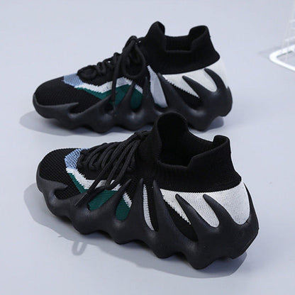 Fashion Casual Sportswear Bandage Patchwork Round Sport Running Shoes