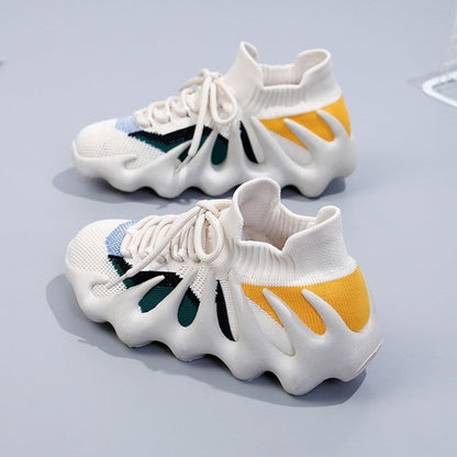 Fashion Casual Sportswear Bandage Patchwork Round Sport Running Shoes