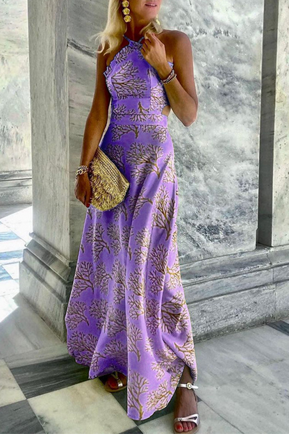 Vestidos casuales con falda de cintura halter y estampado de patchwork (3 colores)