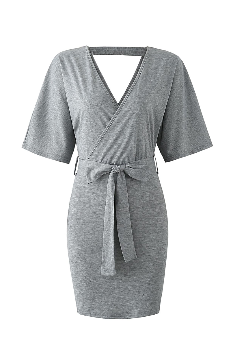 Vestidos de moda con falda lápiz y escote en V ahuecado (4 colores)