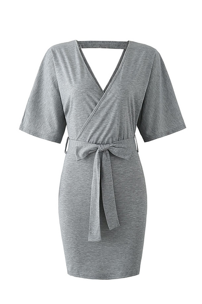 Vestidos de moda con falda lápiz y escote en V ahuecado (4 colores)