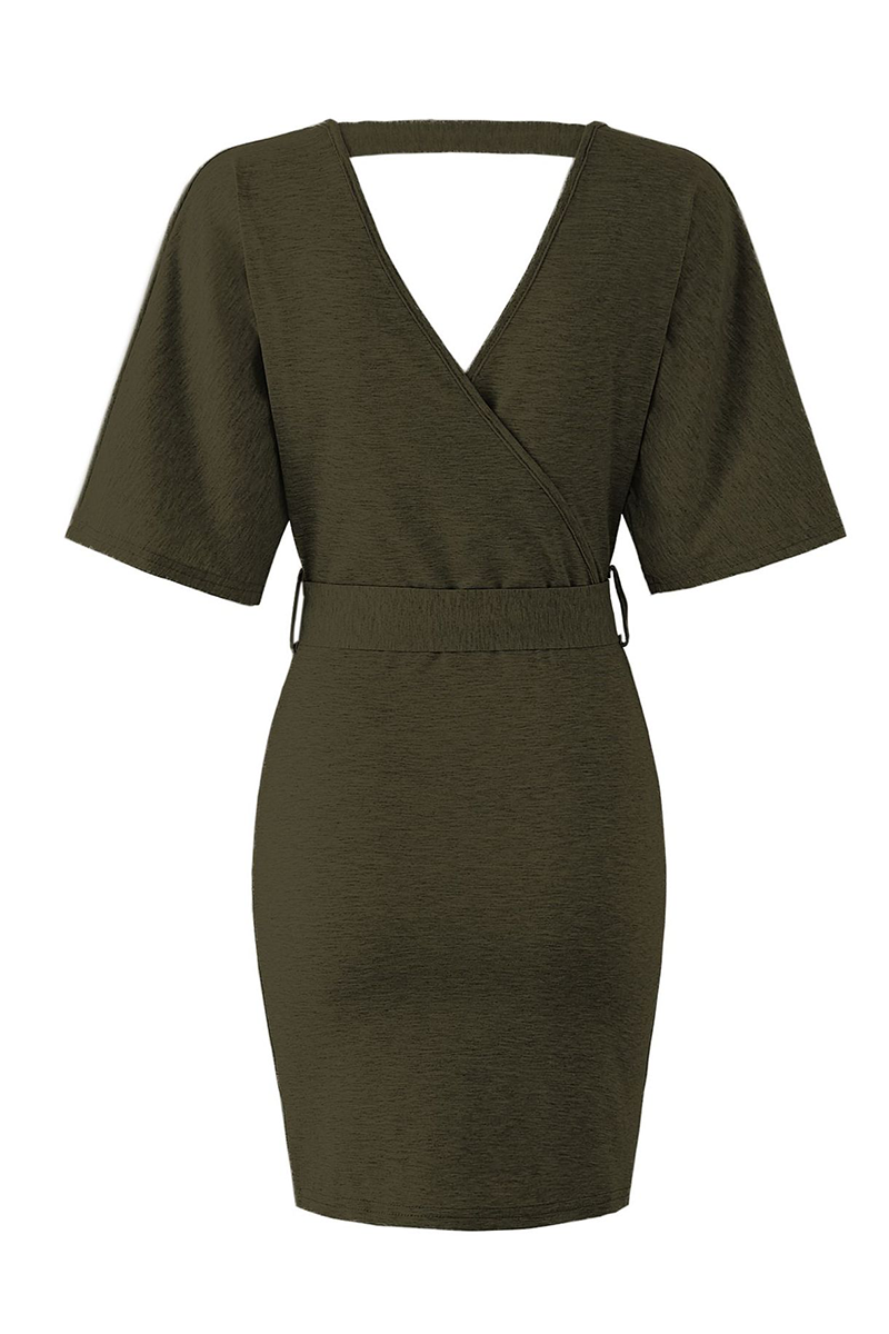 Vestidos de moda con falda lápiz y escote en V ahuecado (4 colores)