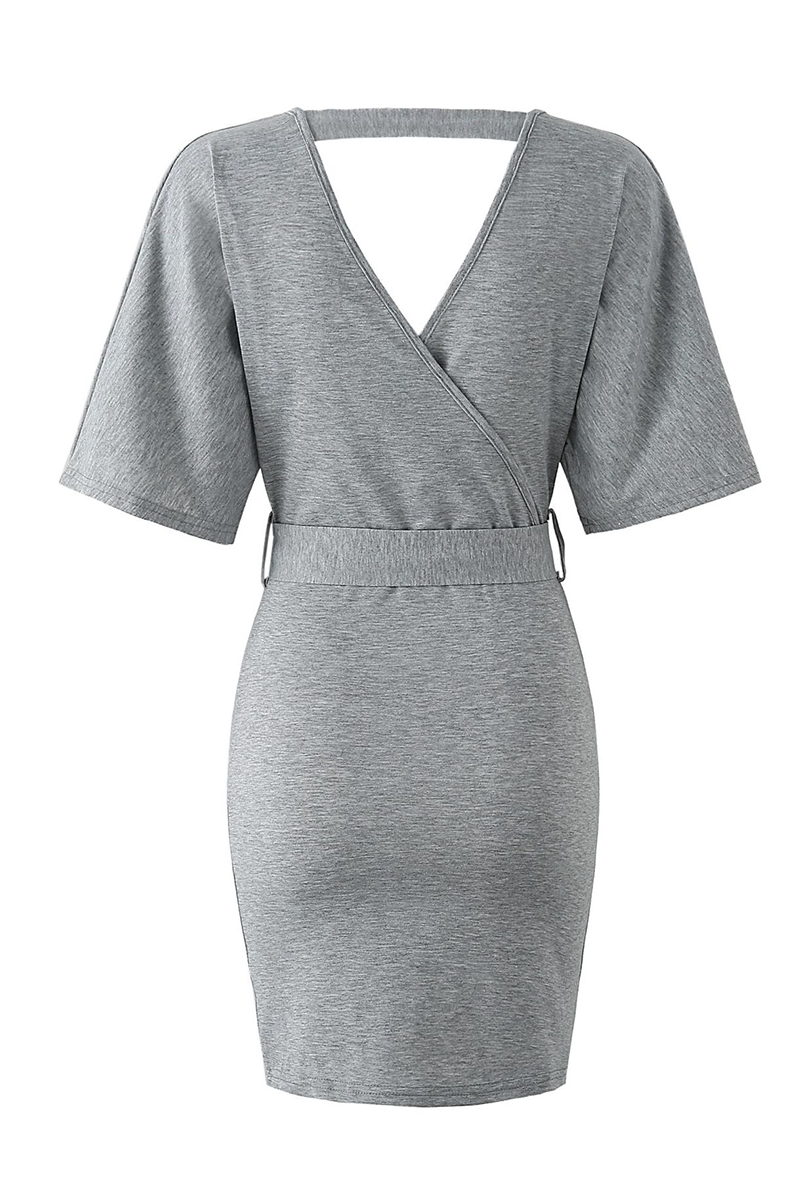 Vestidos de moda con falda lápiz y escote en V ahuecado (4 colores)