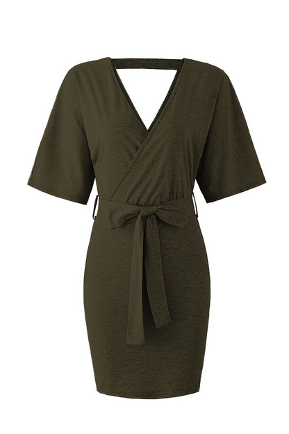 Vestidos de moda con falda lápiz y escote en V ahuecado (4 colores)