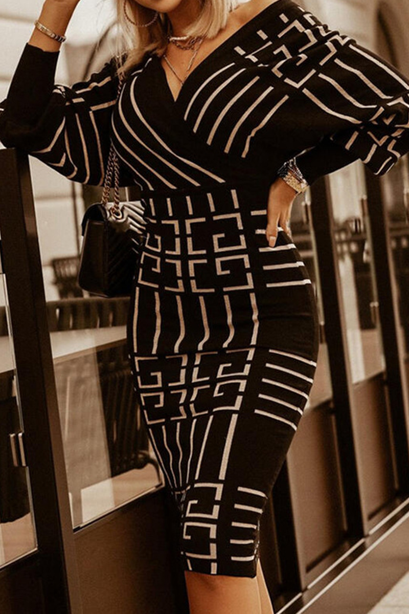 Vestidos con falda y escote en V con estampado de patchwork sexy (3 colores)