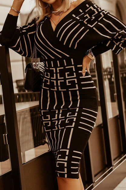 Vestidos con falda y escote en V con estampado de patchwork sexy (3 colores)