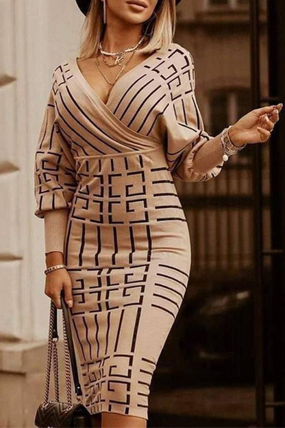 Vestidos con falda y escote en V con estampado de patchwork sexy (3 colores)