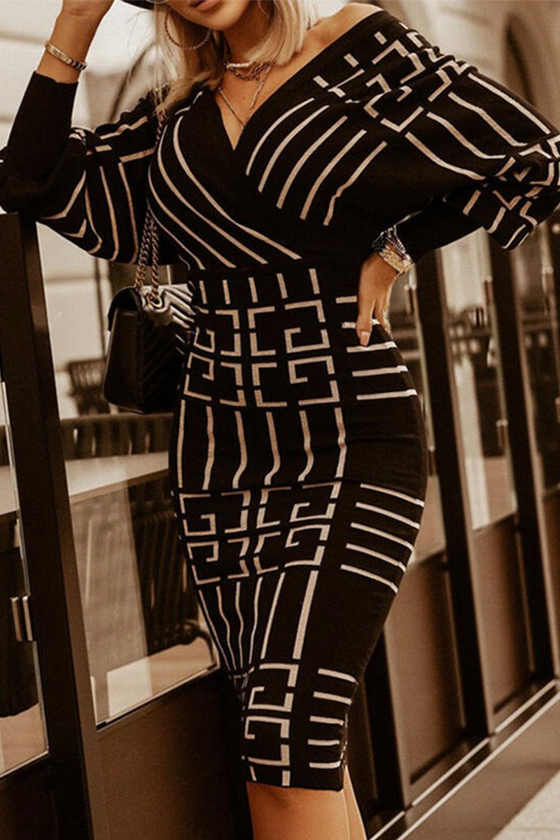 Vestidos con falda y escote en V con estampado de patchwork sexy (3 colores)