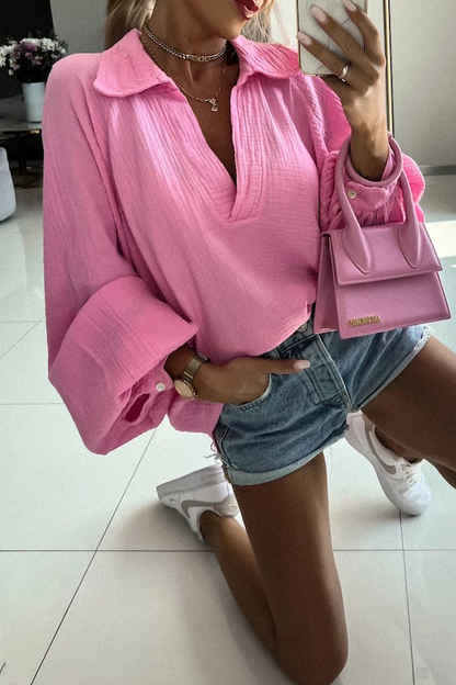 Blusas casuales de patchwork liso (4 colores)