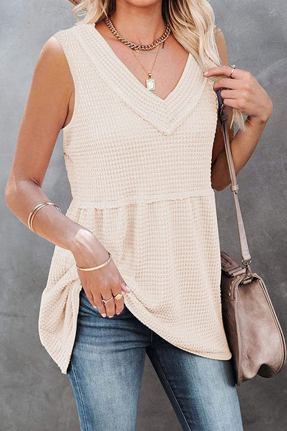 Tops casuales de cuello en V con parches sólidos (7 colores)