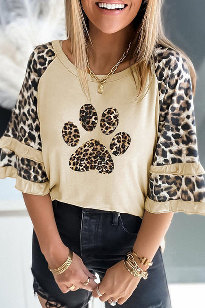 Camisetas informales con cuello redondo y estampado de leopardo (5 colores)