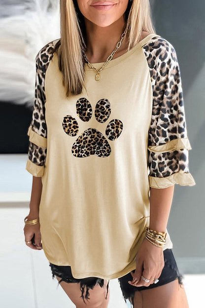 Camisetas informales con cuello redondo y estampado de leopardo (5 colores)