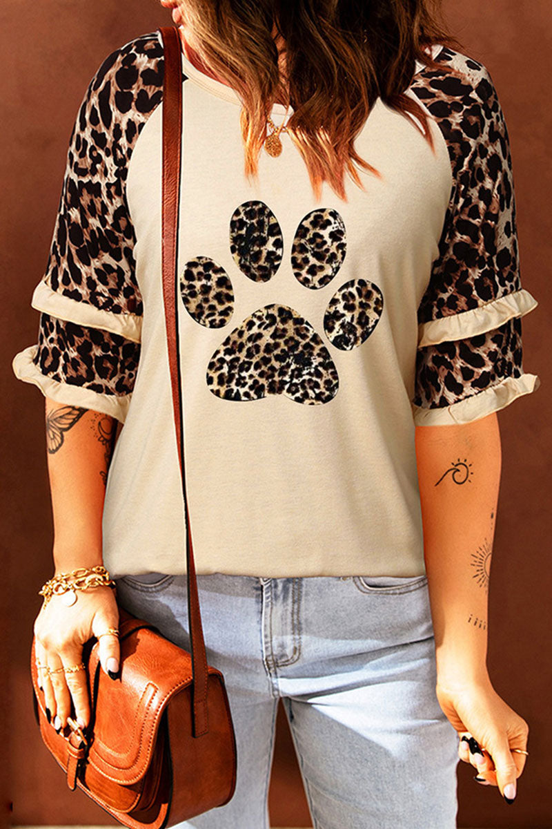 Camisetas informales con cuello redondo y estampado de leopardo (5 colores)