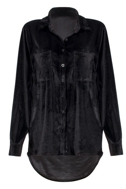 Blusas casuales de cuello vuelto con parches lisos (3 colores)