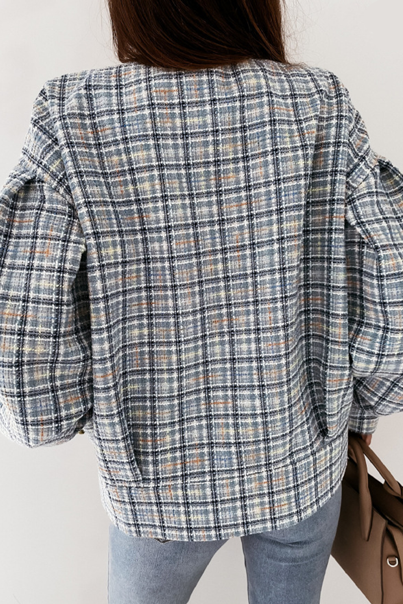 Prendas de abrigo informales con cuello vuelto y retazos a cuadros (3 colores)