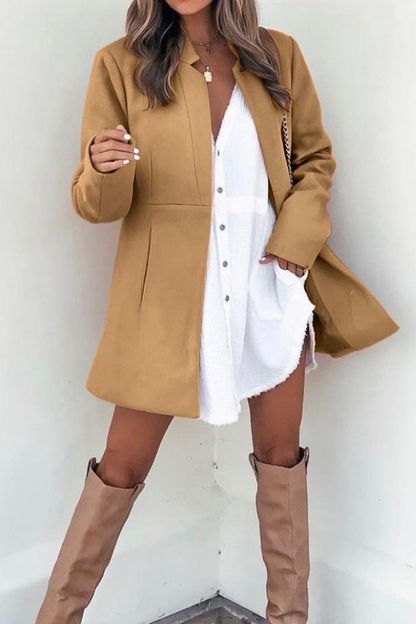 Prenda exterior informal de cuello tipo cárdigan con parches lisos (5 colores)