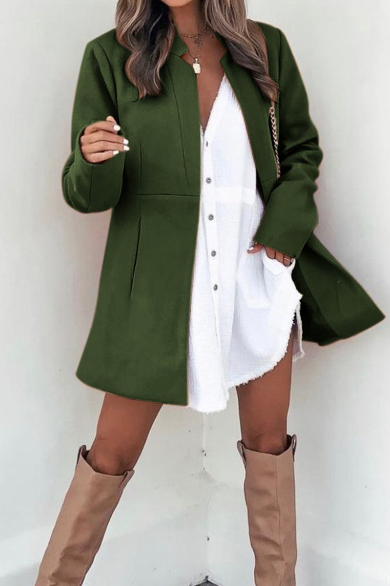 Prenda exterior informal de cuello tipo cárdigan con parches lisos (5 colores)