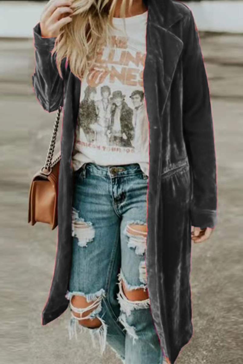 Prendas de abrigo informales de moda con cuello vuelto y botones de patchwork liso (5 colores)