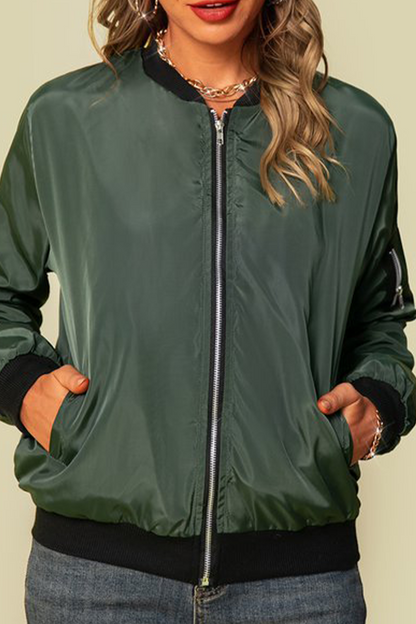 Prendas de abrigo con cuello y cremallera de patchwork liso de moda (3 colores)