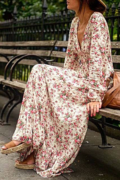 Vestidos de sirena trompeta con cuello en V y patchwork con estampado de moda