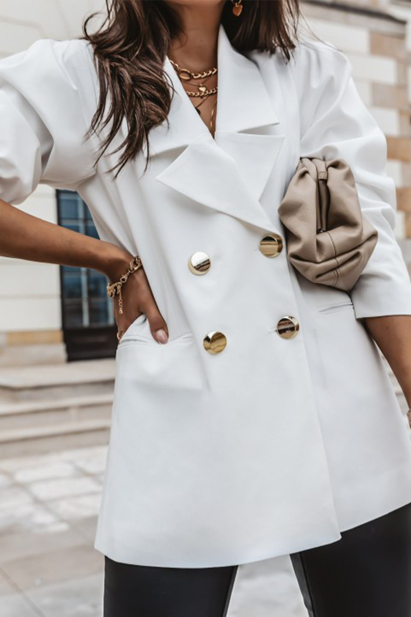 Prendas de abrigo informales con cuello vuelto y parches lisos (4 colores)