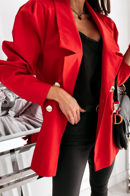 Prendas de abrigo informales con cuello vuelto y parches lisos (4 colores)