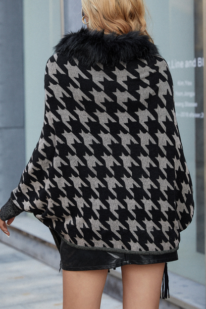 Chaqueta informal de cuadros con borlas y cuello tipo cárdigan (4 colores)