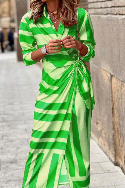 Vestidos rectos informales con cuello vuelto, estampados de patchwork y vendaje (6 colores)