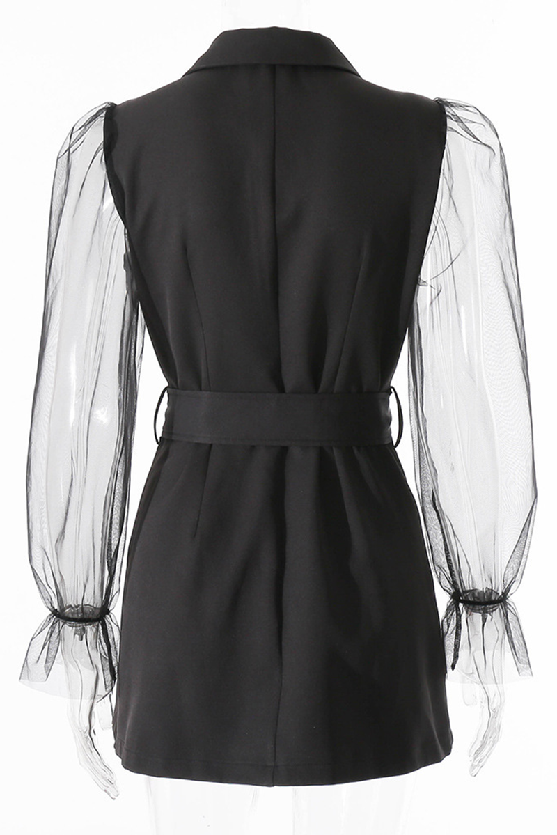 Vestidos elegantes de moda con cuello vuelto, transparentes y lisos (4 colores)